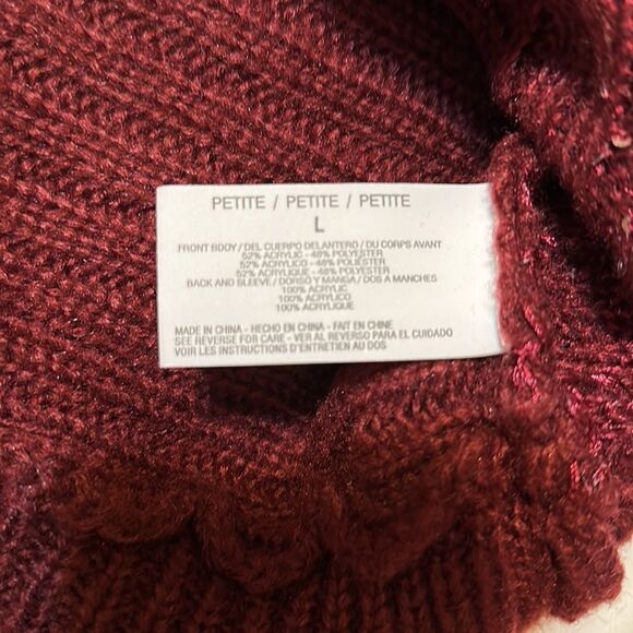 Gloria Vanderbilt PL Burgundy Crewneck Sequined Sleeveless Knit Sweater Vest - Picture 9 of 10